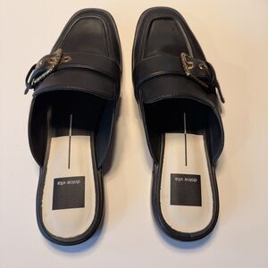 Dolce Vita Meegan Loafer Mules Women’s 7 Black Buckle Slip On Square Toe Casual